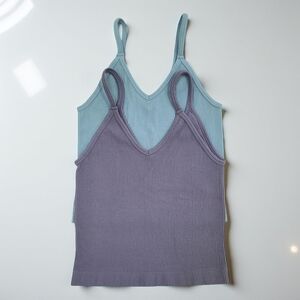 NWOT Women's Ribbed Tank Top Set - Blue and Purple